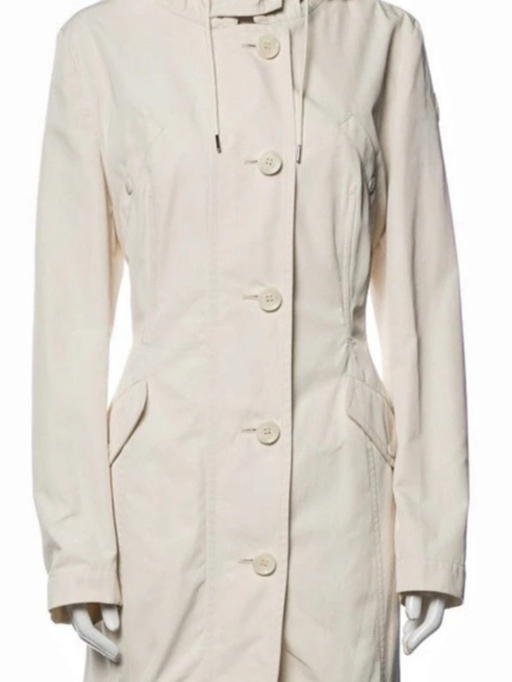 Moncler Trench Coat Hooded White Size 5 Like New